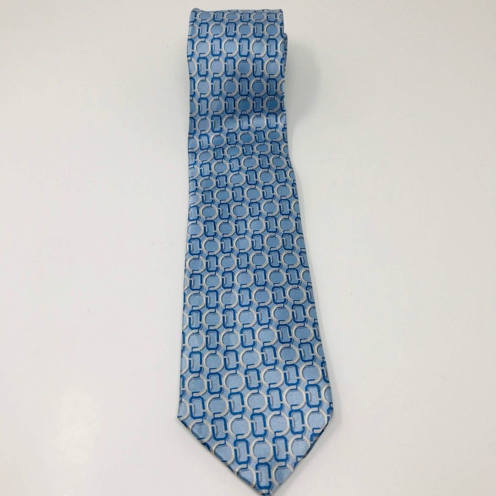 Michael Michael Kors Mens 100% Silk Blue White Lin